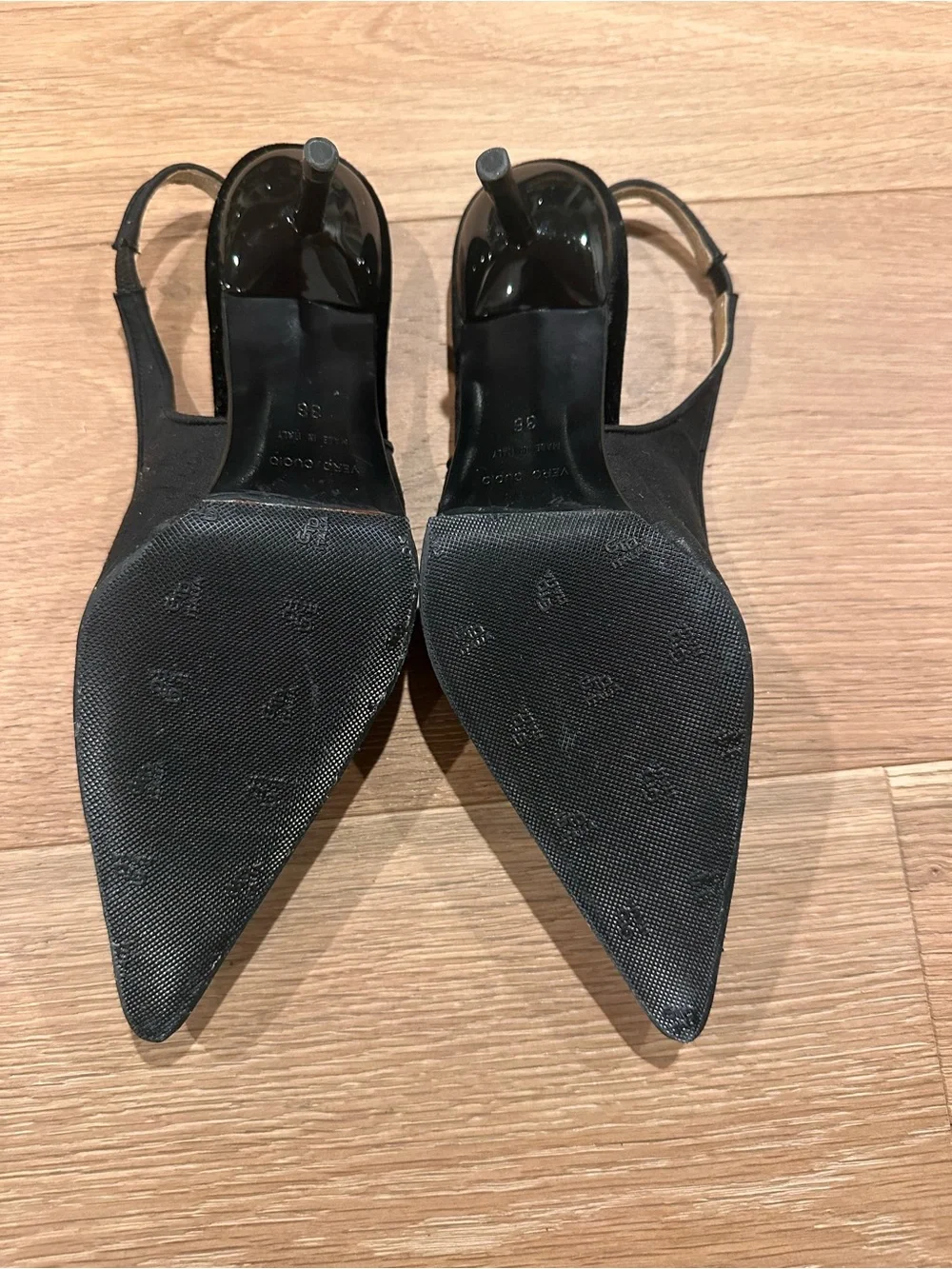Dolce & Gabbana Black Pointed Toe Slingback Heels